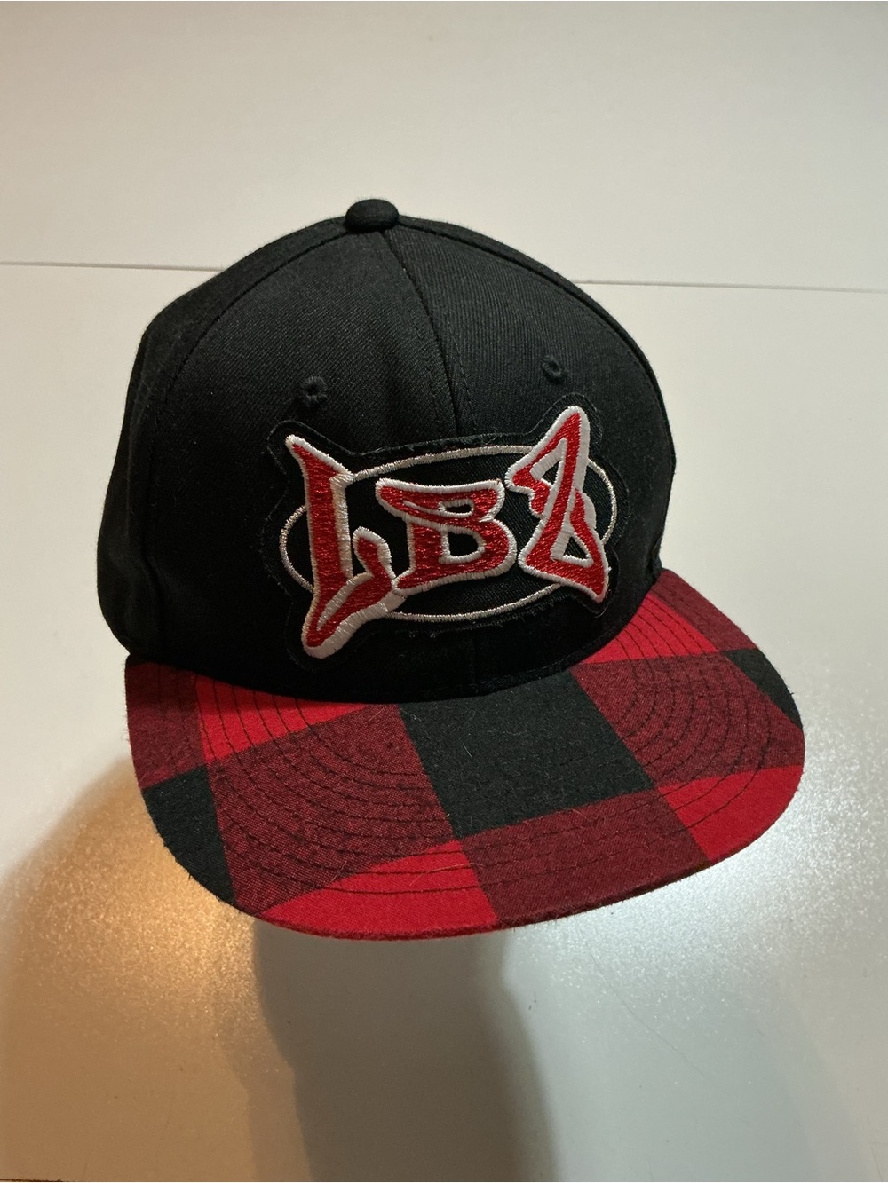 Vintage LBZ Motocross BMX Freestyle Buffalo Plaid Riding Black SnapBack Cap Hat